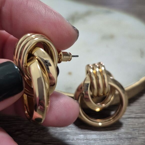 💲6️⃣ Bundled ✔️Dual Hoop Modern Gold Alloy Fashion Earring - Picture 2 of 5